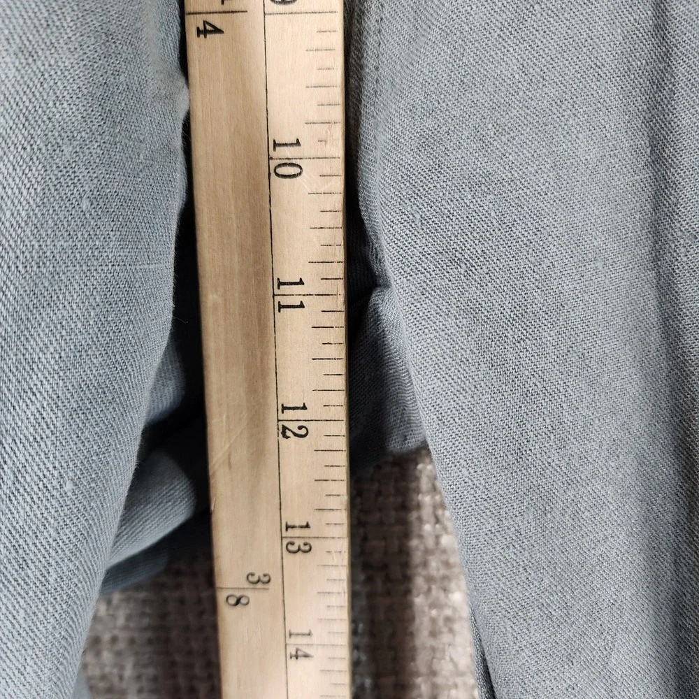 Far‎ Afield UK 100% Heavy Linen Pants Mens Size 3/L Green Blue Pleated Zip 35x28